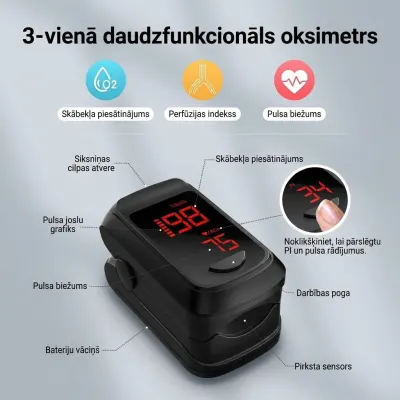 Bluetooth finger pulse oximeter with an LED display and app connectivity –..., optics, hearing aids, health aids ad in Riga 7