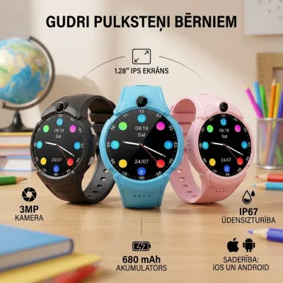 Bērnu viedpulkstenis Wonlex CT05 4G GPS video zvans balss soļu skaitītājs, aksesuāri un viedierīces sludinājums Rīgā 1