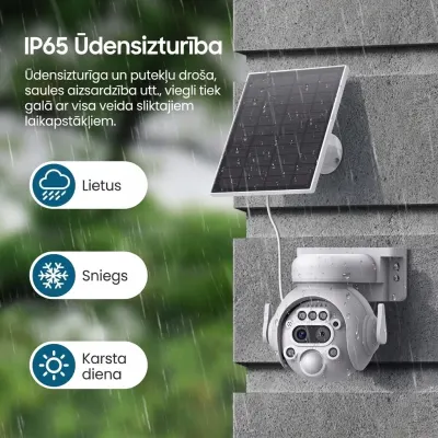 White 4G Solar-Powered Outdoor Surveillance Camera with SIM Card Support – 360°..., video and security systems ad in Riga 5