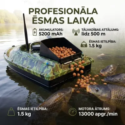 Fishing Boat with 500-meter Remote Control, 1.5-kg Capacity, LED Lighting, Bait..., furniture and interior, lighting ad in Riga 1