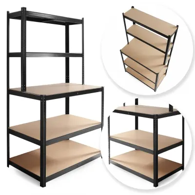 Black metal shelf with a work surface measuring 180 × 100 × 60 cm, 825 kg, furniture and interior, lighting ad in Riga 1