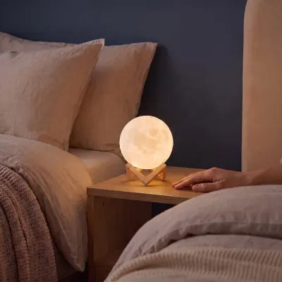 "Glowing Moon" Night Light, 3D Moon Light, 14 cm, Rechargeable, furniture and interior, lighting ad in Riga 3