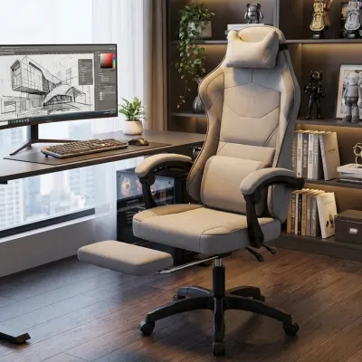 Fabric computer chair with footrest and massage belt, adjustable up to 150 kg, furniture and interior, lighting ad in Riga 8