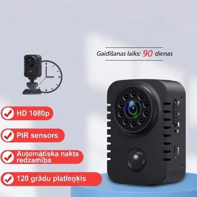Mini Full HD security camera with night vision, motion detection, and a battery, video and security systems ad in Riga 2
