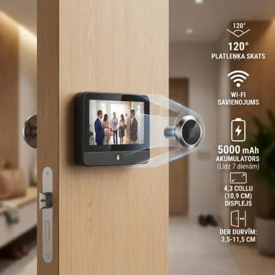 Door peephole with a 11.5 cm WiFi LCD monitor, 6000 mAh, video, video and security systems ad in Riga 1