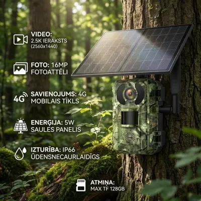 4G Hunter's Forest Camera with Solar Panel, 16MP, IP66, Night Vision, video and security systems ad in Riga 1