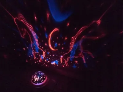 Вращающаяся детская ночная лампочка с животными, поворот на 360°, 13 см, питание от 4 батареек AAA или USB, игрушки ad в Риге 5