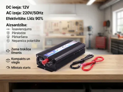 Jaudīgs 1600W Tīras Sinusoidālas Strāvas Invertors 12V uz 220V ar ES Rozeti, tīkli un interneta aprīkojums sludinājums Rīgā 2