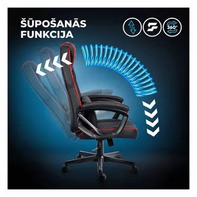 Melns ergonomisks gaming datorkrēsls ar jostasvietas spilvenu līdz 120 kg, mēbeles un interjers, apgaismojums sludinājums Rīgā 8