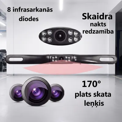 Car rearview camera with 8 night vision LEDs, 170° field of view..., video and security systems ad in Riga 4