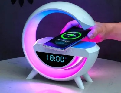 Bezvadu telefona lādētājs ar Bluetooth skaļruni, modinātāju un RGB lampu, aksesuāri un viedierīces sludinājums Rīgā 3