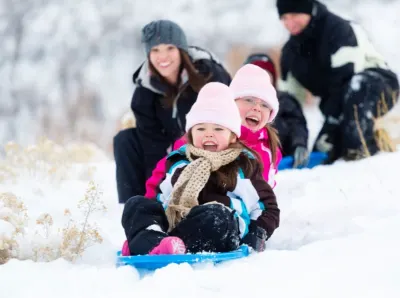 Children's plastic sleds with a backrest and brakes, winter, toys ad in Riga 8