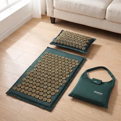 Dark green acupressure mat with a pillow and golden studs, optics, hearing aids, health aids ad in Riga 8