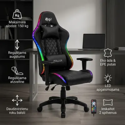 Ergonomisks datorkrēsls ar LED apgaismojumu, regulējamiem roku balstiem,..., mēbeles un interjers, apgaismojums sludinājums Rīgā 1