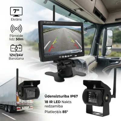 2-Piece Wireless Rearview Camera Set Plus 7-inch Monitor, video and security systems ad in Riga 1