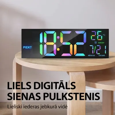 39 cm LED wall clock with 8 colors, large display, furniture and interior, lighting ad in Riga 3