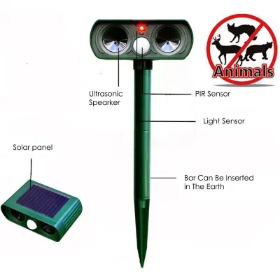 Ultrasonic animal repeller, solar-powered,  animal feed, products and services ad in Riga 3