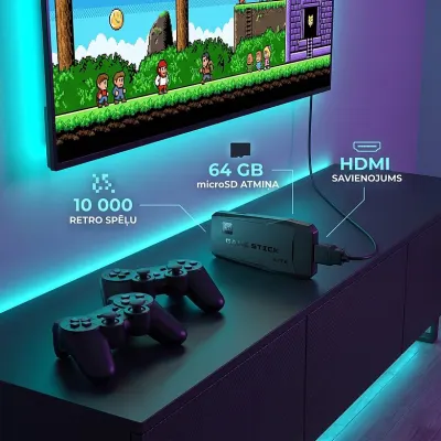 Retro Spēļu konsole 64Gb ar 10'000 spēlēm, 2 pultis, tv un elektronika sludinājums Rīgā 2