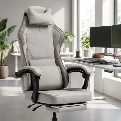 Fabric computer chair with footrest and massage belt, adjustable up to 150 kg, furniture and interior, lighting ad in Riga 1