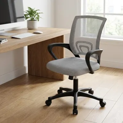 Ergonomic computer chair with mesh backrest, gray, 120 kg weight capacity, 62 cm wide, furniture and interior, lighting ad in Riga 2