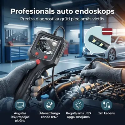 Эндоскоп с камерой и монитором (шнур длиной 5 м + зеркальца для бокового обзора), перезаряжаемый, водонепроницаемый, видеонаблюдение и системы безопасности ad в Риге 3