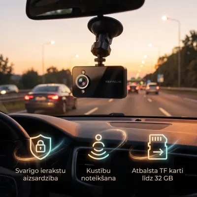 360g HD car dashcam with 3 cameras (facing the road, the interior, ..., video and security systems ad in Riga 2