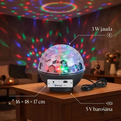 Colorful disco ball with Bluetooth, stereo, MP3, and remote control, 16 x..., accessories and smart devices ad in Riga 3