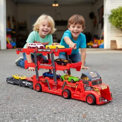 Toy Car Models with a Transport Vehicle, 6+1 pcs., sports activities, equipment, accessories ad in Riga 1
