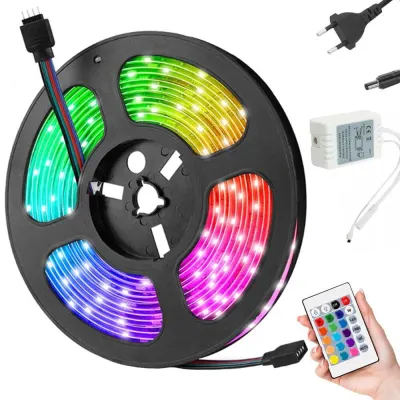 Светодиодная лента RGB 5050 SMD, 5 м: влагостойкая + комплектующие, мебель и интерьер, освещение ad в Риге 3
