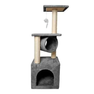 3-Story Cat House with Scratching Post, 90 cm, Gray,  animal feed, products and services ad in Riga 5