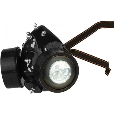 Stylized respirator with two filters and a light, face mask for parties, furniture and interior, lighting ad in Riga 4