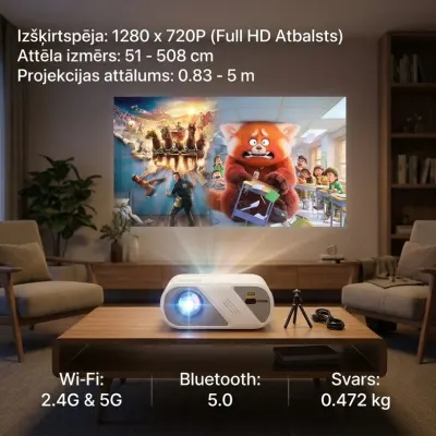 HOCO DT3 Full HD Android projektors ar Wi-Fi un Bluetooth – projekcijas iespējas..., tv un elektronika sludinājums Rīgā 1