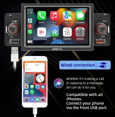 Automašīnas radio LCD + kamera, CarPlay SWM151C - (Android -Auto 5 collu, MP5..., video un drošības sistēmas sludinājums Rīgā 6
