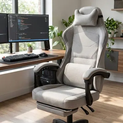 Fabric computer chair with footrest and massage belt, adjustable up to 150 kg, furniture and interior, lighting ad in Riga 3