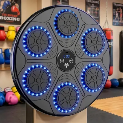 Wall-mounted boxing bag with Bluetooth, LED lights, and a built-in speaker, sports activities, equipment, accessories ad in Riga 7