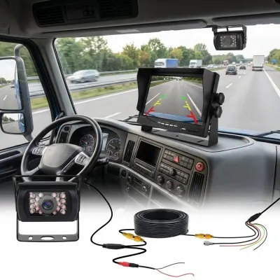 7-inch HD Monitor Kit with Rearview Camera, 18 IR LEDs, 15-meter Cable, 12–24 V, video and security systems ad in Riga 3