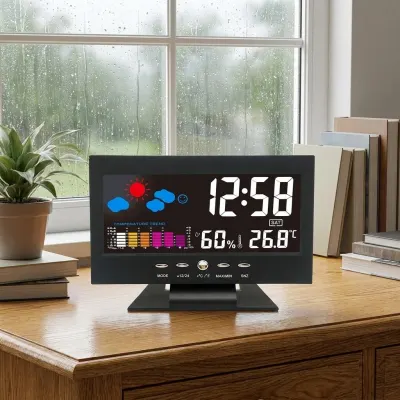 Digitālais LED Galda Pulkstenis ar Temperatūras un Mitruma Mērītāju, mēbeles un interjers, apgaismojums sludinājums Rīgā 2