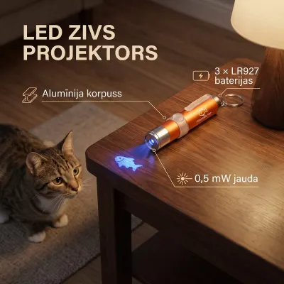 Cat toy fish with LED laser projector, aluminum housing, animal feed, products and services ad in Riga 3