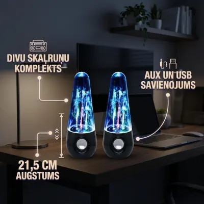 Светодиодный динамик с танцующей водяной струей, 6 Вт, AUX, USB, мебель и интерьер, освещение ad в Риге 3