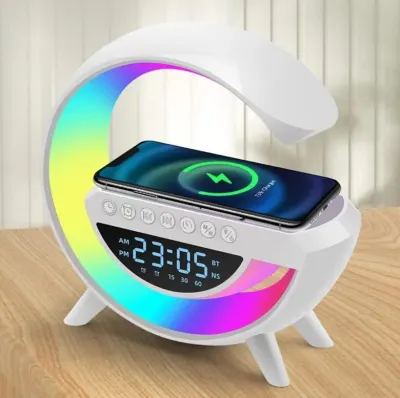 Bezvadu telefona lādētājs ar Bluetooth skaļruni, modinātāju un RGB lampu, aksesuāri un viedierīces sludinājums Rīgā 1
