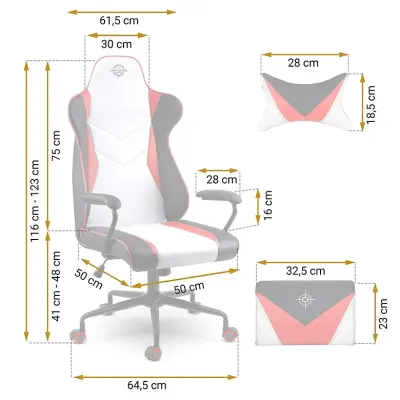 Sarkani balts ergonomisks datorkrēsls ar diviem spilveniem līdz 120 kg, mēbeles un interjers, apgaismojums sludinājums Rīgā 9