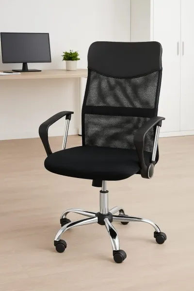 Ergonomisks biroja datorkrēsls siets melns 130 kg sēdeklis 46–57 cm TILT, mēbeles un interjers, apgaismojums sludinājums Rīgā 5