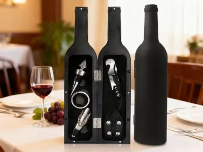 Wine Gift Set in a Black Bottle Case, furniture and interior, lighting ad in Riga 2
