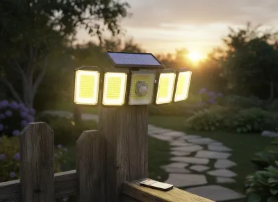 Solar-powered LED lamp with a motion sensor and 5 adjustable panels, furniture and interior, lighting ad in Riga 4
