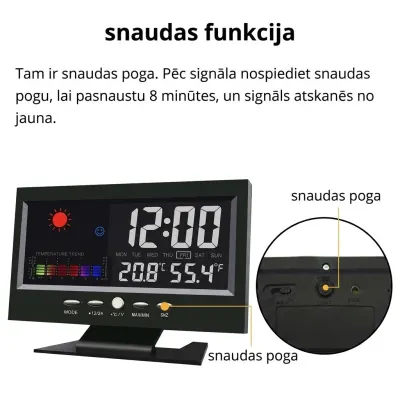 Digitālais LED Galda Pulkstenis ar Temperatūras un Mitruma Mērītāju, mēbeles un interjers, apgaismojums sludinājums Rīgā 7