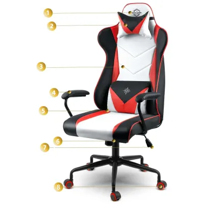 Sarkani balts ergonomisks datorkrēsls ar diviem spilveniem līdz 120 kg, mēbeles un interjers, apgaismojums sludinājums Rīgā 8