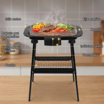Electric Grill with Legs and Tray, 2000 W, 38 x 22 cm, furniture and interior, lighting ad in Riga 3