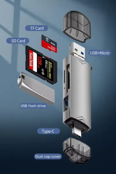 6-in-1 OTG Type-C karšu lasītājs un USB 3.0 adapteris, aksesuāri un viedierīces sludinājums Rīgā 4