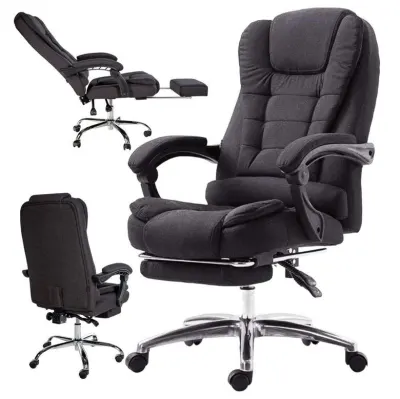 Ergonomisks datorkrēsls ar kāju balstu melns tekstils 150 kg 90–155°, mēbeles un interjers, apgaismojums sludinājums Rīgā 7