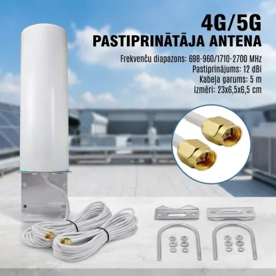 4G antena labākai signāla uztveršanai, slēdzama pie rūtera (5m, 4G LTE SMA 12dBi...